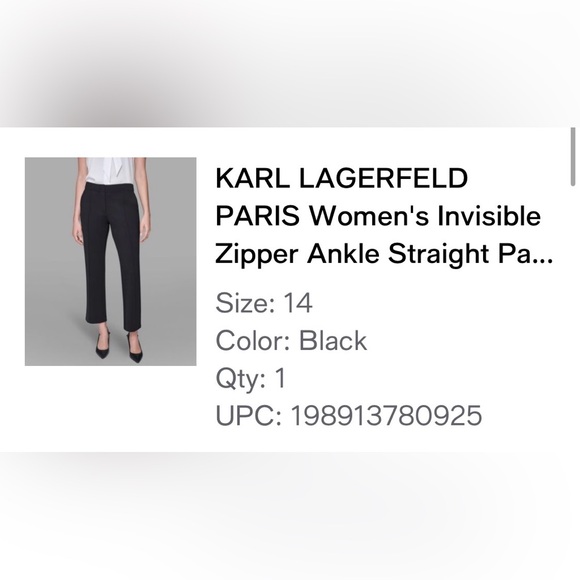 Karl Lagerfeld Black Ankle Straight Maxi Pants - Picture 2 of 9